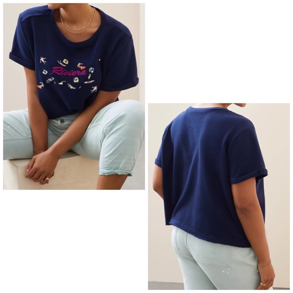 Anthropologie Maeve Riviera Embroidered Tee NWT - Picture 4 of 14